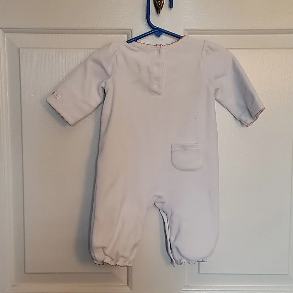 Janie and Jack one piece 3 to 6 months long sleeved, white.